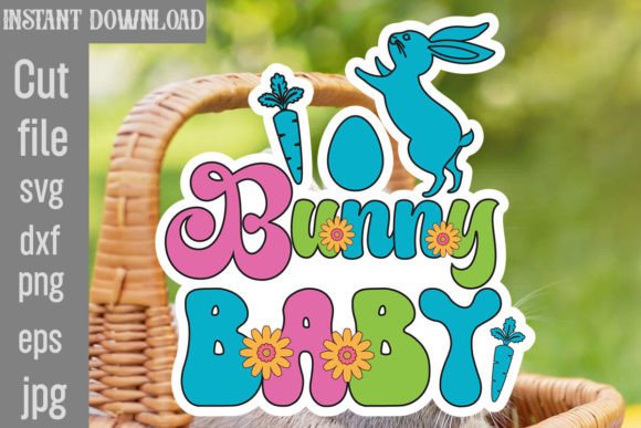 Bunny Baby Retro Easter SVG Graphics