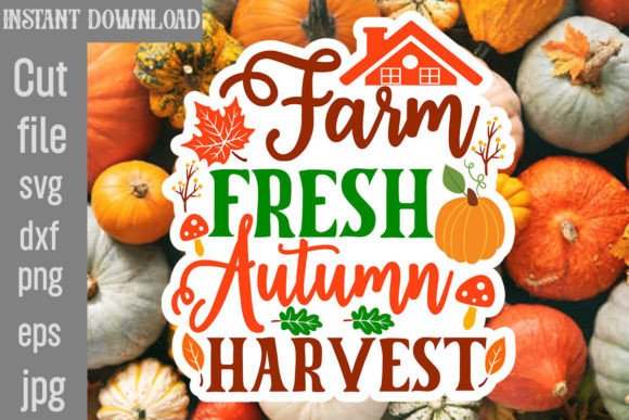 Farm Fresh Autumn Harvest Sticker Design: Graphics for Crafts